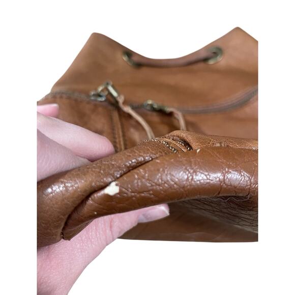 The Sam Camino Leather Boho Backpack Cognac Color Boho Hippie 90s Style - Picture 9 of 10